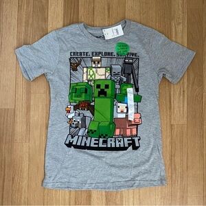 MOJANG STUDIOS Minecraft Gray Boys T-Shirt Size L NWT
